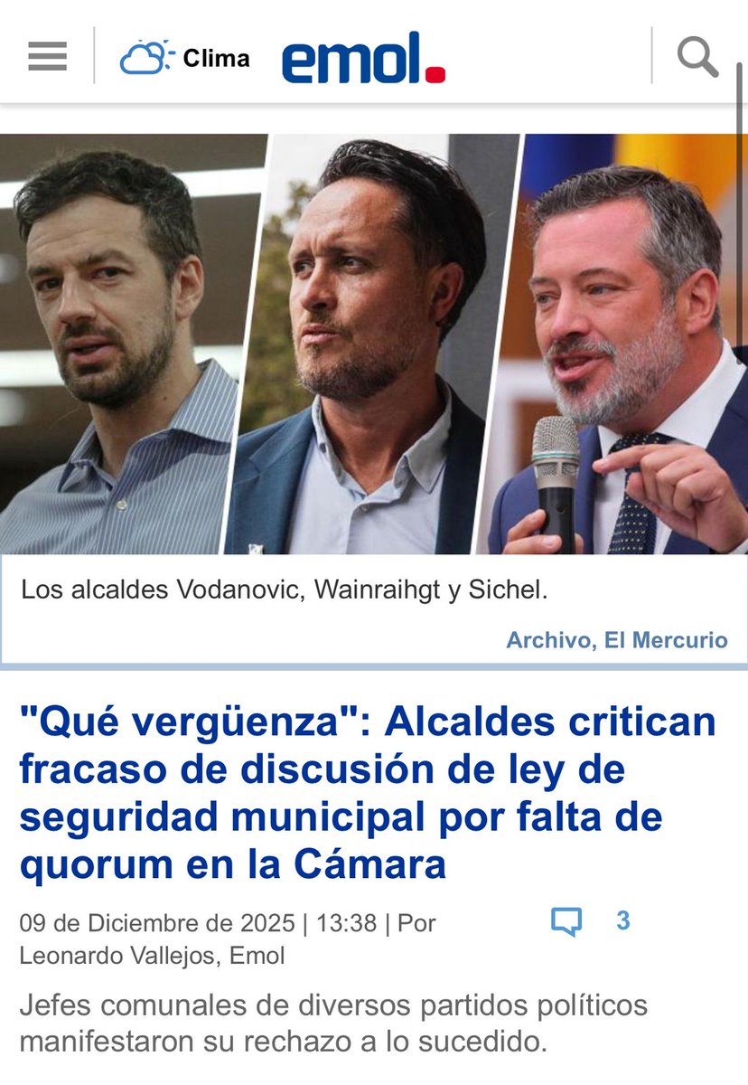 Es realmente vergonzoso que un grupo de diputados se ausente en una discusión tan relevante como la Ley de Seguridad Municipal. En las comunas esperamos tener más atribuciones para dotar de mejor equipamiento a nuestros guardias, y esta es la respuesta que recibimos desde la