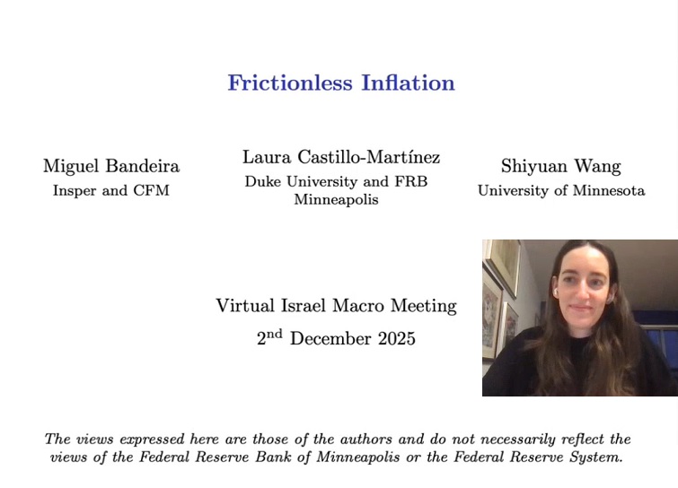 vimacro_org's tweet image. Excellent VIMM #seminar and discussions with @lcastillomart (@DukeU), who presented her paper "Frictionless inflation" @vimacro_org

Thank you Laura for this great seminar!

Paper+Video: vimacro.org/laura-castillo…

#Economics #Research #Inflation #Frictions #NewKeynesian #Modelling