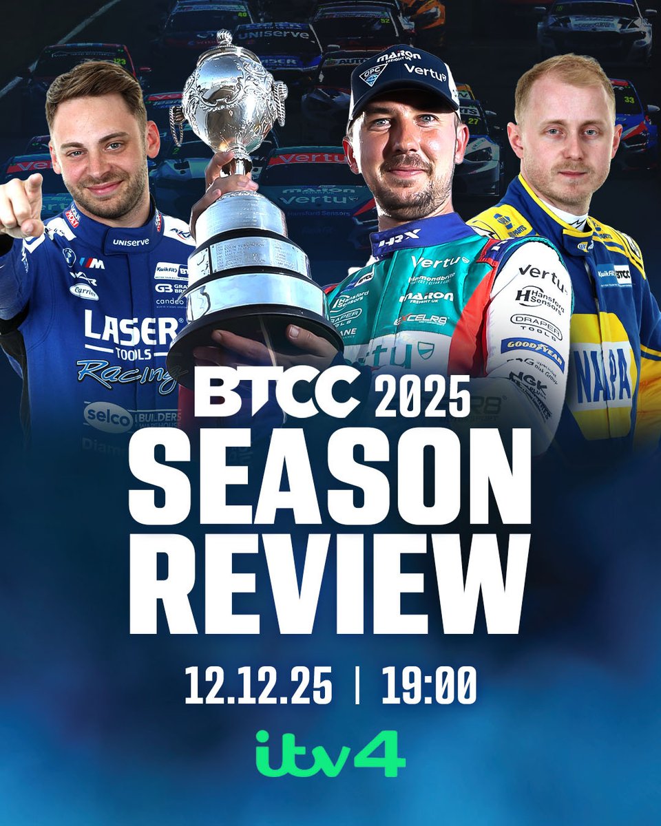 ⏰ The 2025 BTCC Season Review is nearly here!

Catch the full two-hour show, packed with every lights-to-flag battle, title-defining moment, behind-the-scenes insights and more, this Friday at 19:00 on ITV4! 🎬

👉 Click here for all ways to watch: btcc.net/the-2025-btcc-…

#BTCC
