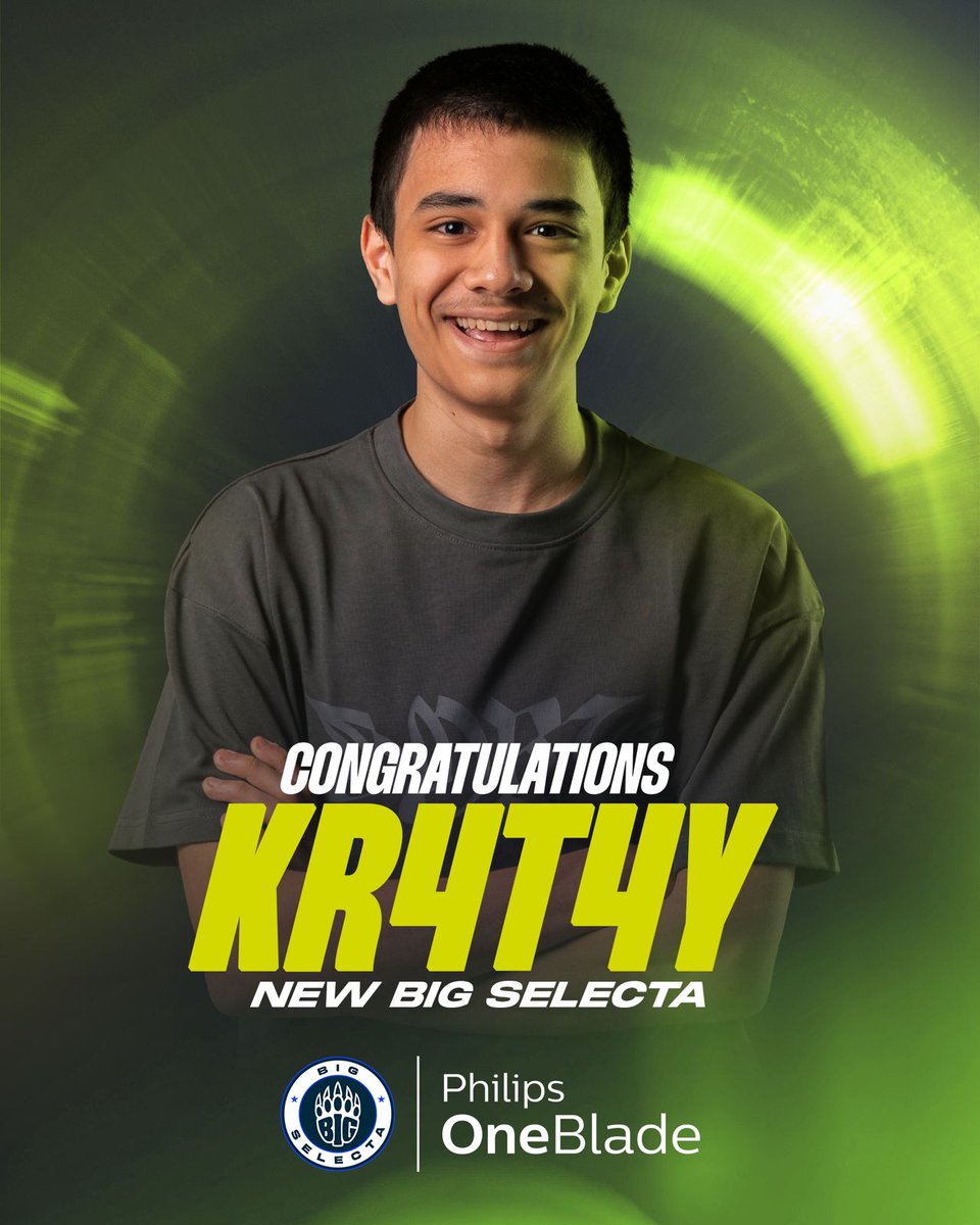 ᵂᴱᴿᴮᵁᴺᴳ
Our brand new talent 🏆

Please welcome <a href="/kr4t4y/">BIG kr4t4y</a> as our latest BIG Selecta Fortnite member! 

The Selecta program was made to support the next generation of talents and we're excited to guide him on his path together with OneBlade!
