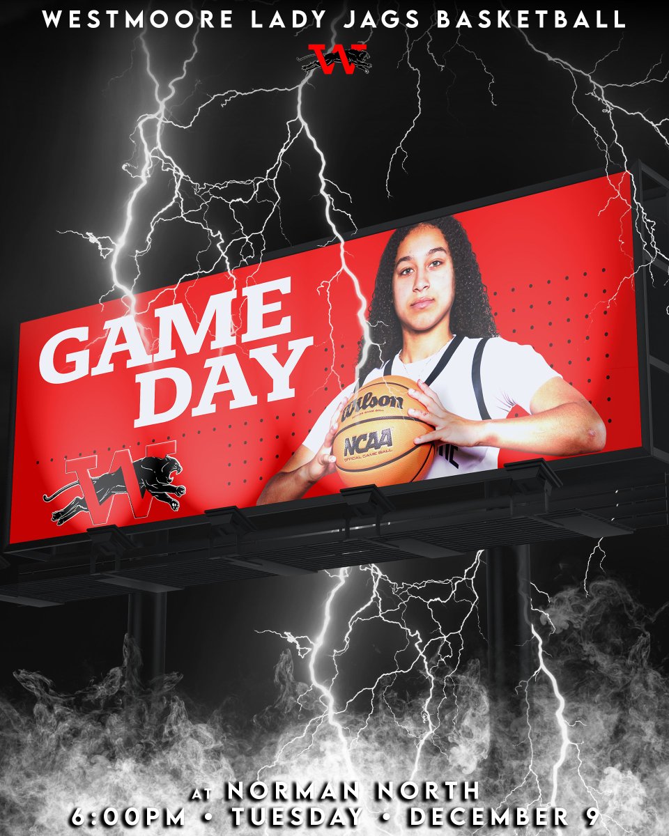 pjs_printing's tweet photo. GAMEDAY ⚡️🏀
Your Westmoore Lady Jags roll into Norman North this Tuesday.
Billboard lights. Thunder in the sky. Let’s make it our storm.

#LadyJags #WestmooreBasketball #JagsHoops #GameDay #BringTheEnergy #GirlsHoops #HSBasketball https://t.co/gHgO3x2Kxy
