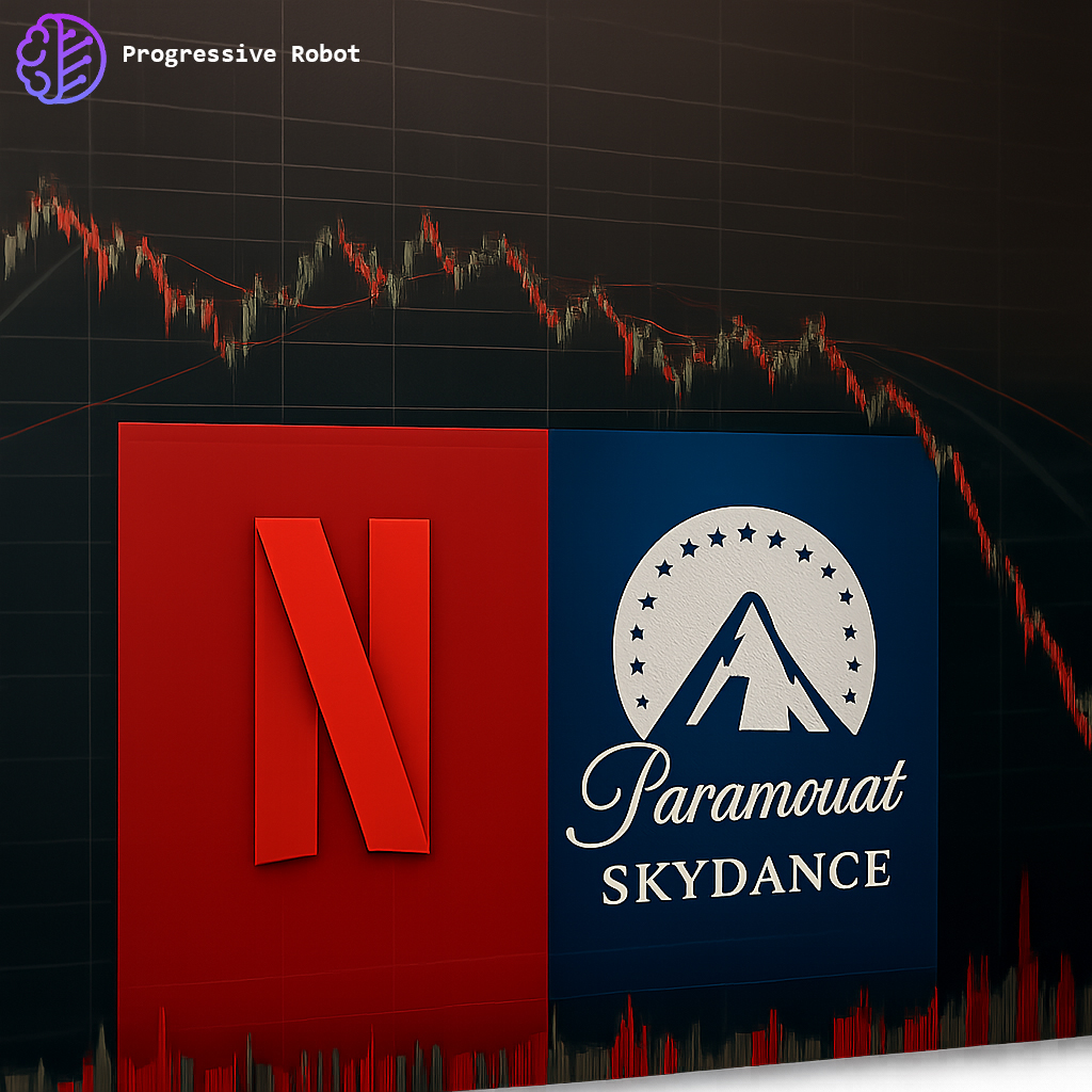 ProgresiveRobot's tweet image. Paramount-Skydance has submitted a hostile bid of $108.4 billion for Warner Bros. Discovery (WBD) after Netflix&apos;s $82.7 billion offer. President Trump has expressed concerns about the potential market share of a combined Netflix-WBD.
#Paramount #Netflix #WBD #acquisition