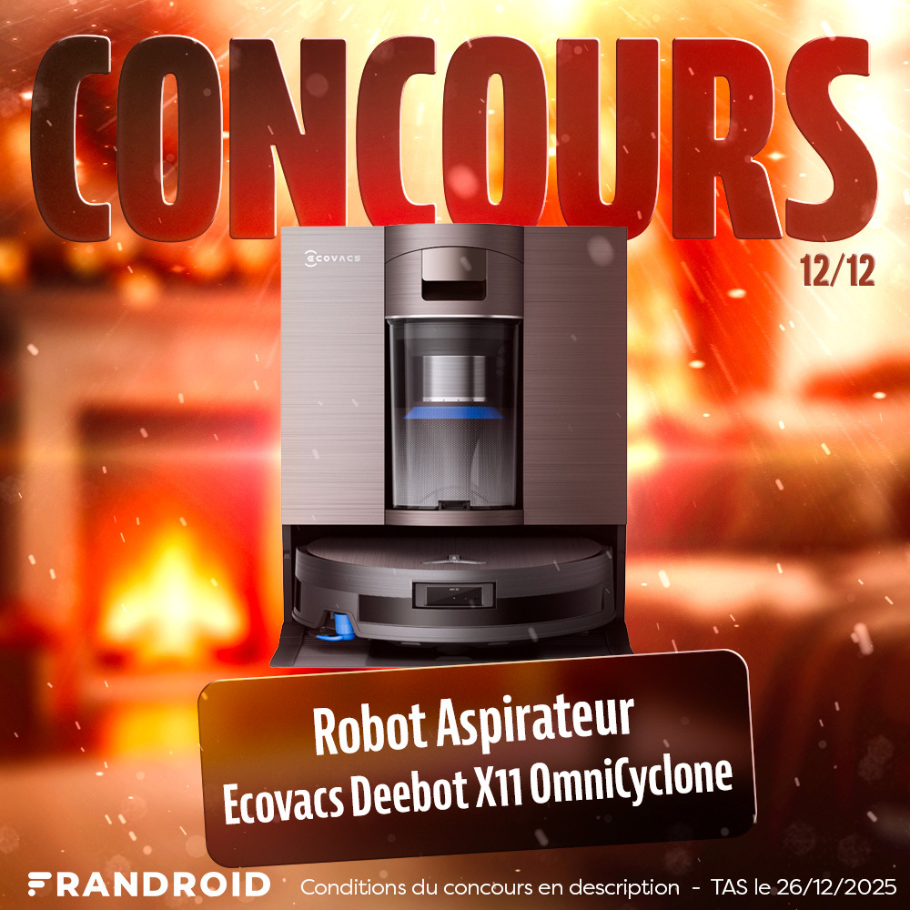 Frandroid's tweet image. #CONCOURS JOUR 12 🎄
Gagnez un Robot Aspirateur Ecovacs Deebot X11 Omnicyclone ✨

Pour participer :
1️⃣ Tweet #FrandroidOffreMoi + Ecovacs Deebot X11 Omnicyclone
2️⃣ RT + Like
3️⃣ Follow @Frandroid + @ecovacsrobotics
