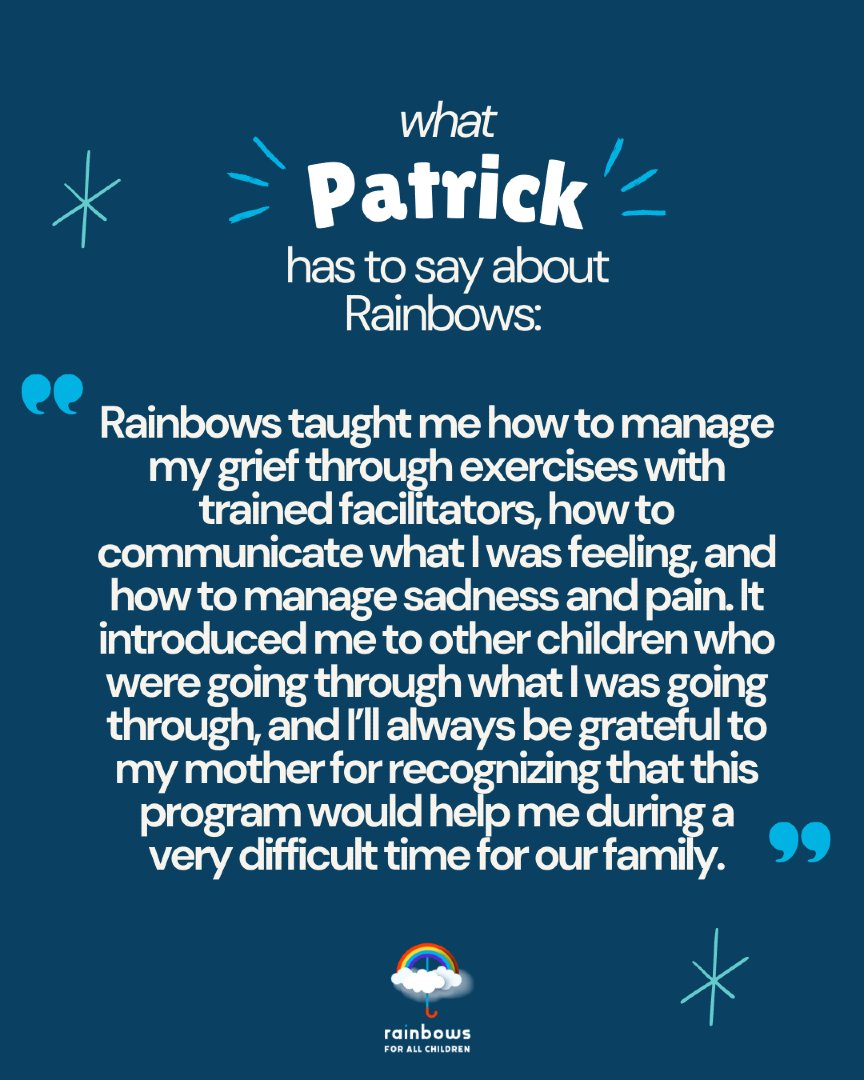 Patrick Martin, Vice Chair of Rainbows’ Board of Directors, reflects on his personal journey with grief and how Rainbows helped him heal. #rainbowsforallchildren #childrensgriefsupport