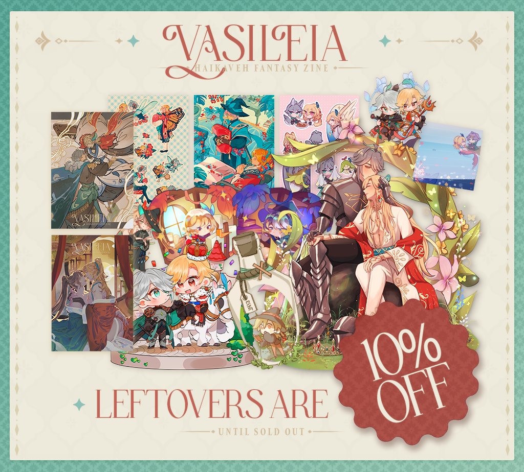 haikavehAUzine's tweet image. ✦ LEFTOVERS DISCOUNTED! ✦
Everything must go so that Berry's guest room can be used over the holidays. That means sale!

All items from the #Haikaveh AU zine are now 10% (and a little) off!

Be quick, because certain items are almost fully sold out!