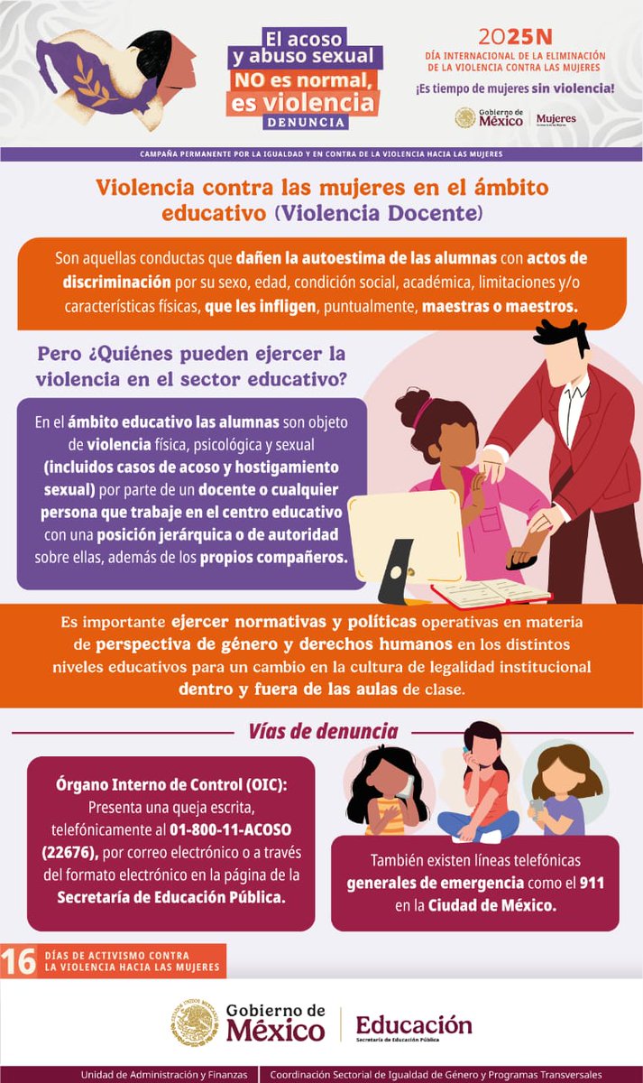 En éstos #16DíasDeActivismo prevenir y erradicar la violencia contra las mujeres es una responsabilidad compartida. La violencia no solo ocurre en los espacios físicos: también se manifiesta en el entorno digital. #ÚNETE y Construyamos juntas y juntos un entorno educativo