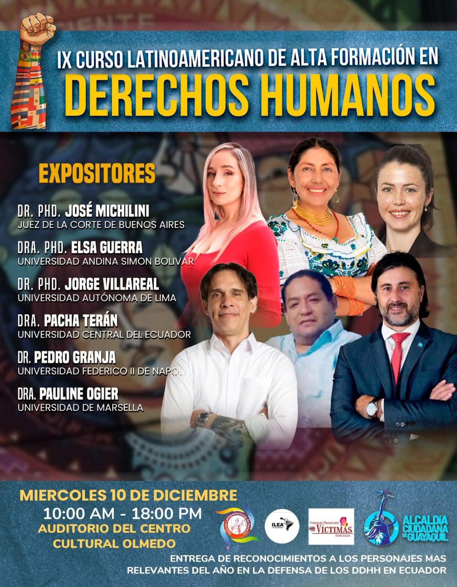 Elsa_Guerra_R's tweet photo. Es urgente debatir sobre las salidas a una crisis que nos deshumaniza y nos resta derechos.

Les invito mañana al IX Curso Latinoamericano de Formación en Derechos Humanos en Guayaquil. 

Ponentes de lujo y comprometidos con el cambio. https://t.co/ABCx1QuPub