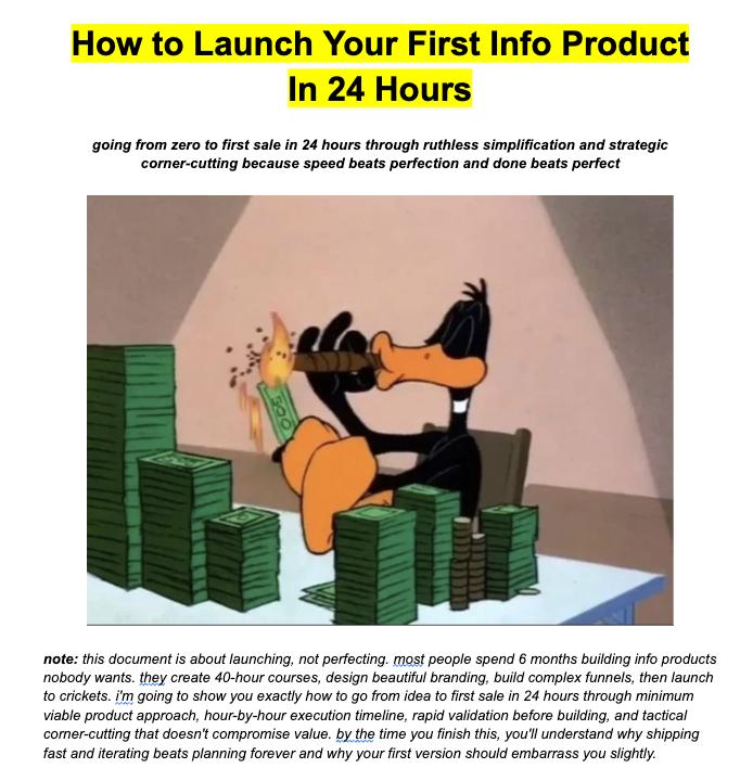 DCinfoscaling's tweet image. everyone sucks at selling info products

they have this false idea that you need a course, a guru, or a 1000s of followers to start

and when they do start, they spend WEEKS planning, tweaking, overthinking, and never launch

when all it takes is:

- basic use of ai
- a…