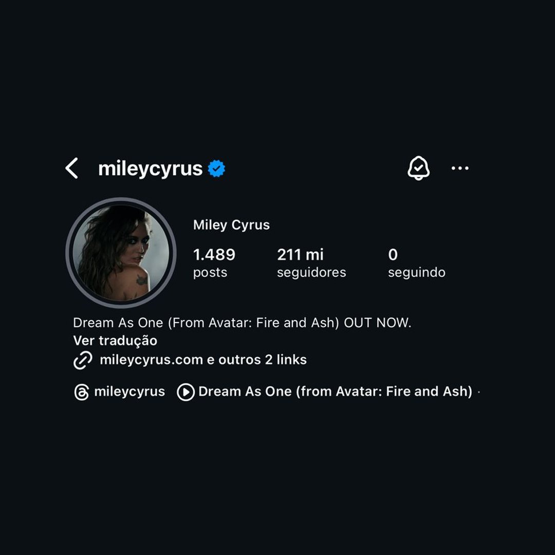 Miley Cyrus atualizou sua foto de perfil + bio nas redes sociais para promover “Dream As One”.

— Isso conclui que a era “Something Beautiful” chegou oficialmente ao FIM.