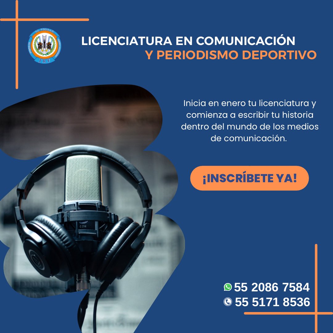 ¿Estás buscando universidad? Ya puedes inscribirte para el cuatrimestre que inicia en enero. ¡No dejes pasar esta gran oportunidad! 💯🎙️

Informes aquí:📱55 2086 7584 📞 55 5171 8536
📩 relacionespublicasjrf@gmail.com
