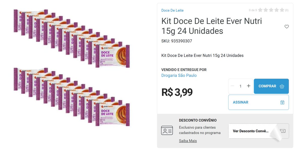 Regional - Kit Doce De Leite Ever Nutri 15g 24 Unidades - R$ 3,59

-Costuma custar R$60+
drogariasaopaulo.com.br/kit-doce-de-le…

Regional - Kit Barra De Proteína Ever - R$ 8,00

drogariasaopaulo.com.br/kit-barra-de-p…

drogariasaopaulo.com.br/kit-barra-de-p…