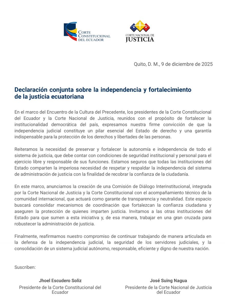 CorteNacional's tweet photo. La declaración incorpora una visión renovada sobre la protección de derechos, la seguridad de las y los operadores de justicia y la consolidación de un sistema judicial robusto, transparente y digno de una democracia plena.

🤝 #TransparenciaJudicialCNJ https://t.co/6Onutfmhap