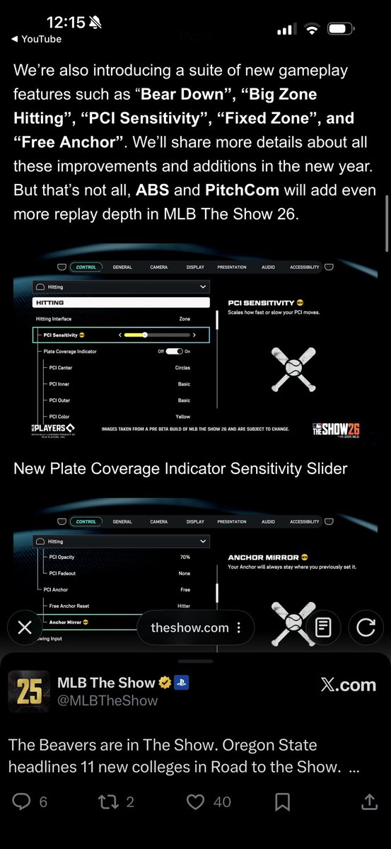 PCI sensitivity is finally here in MLB The show 26! Could be an insane W