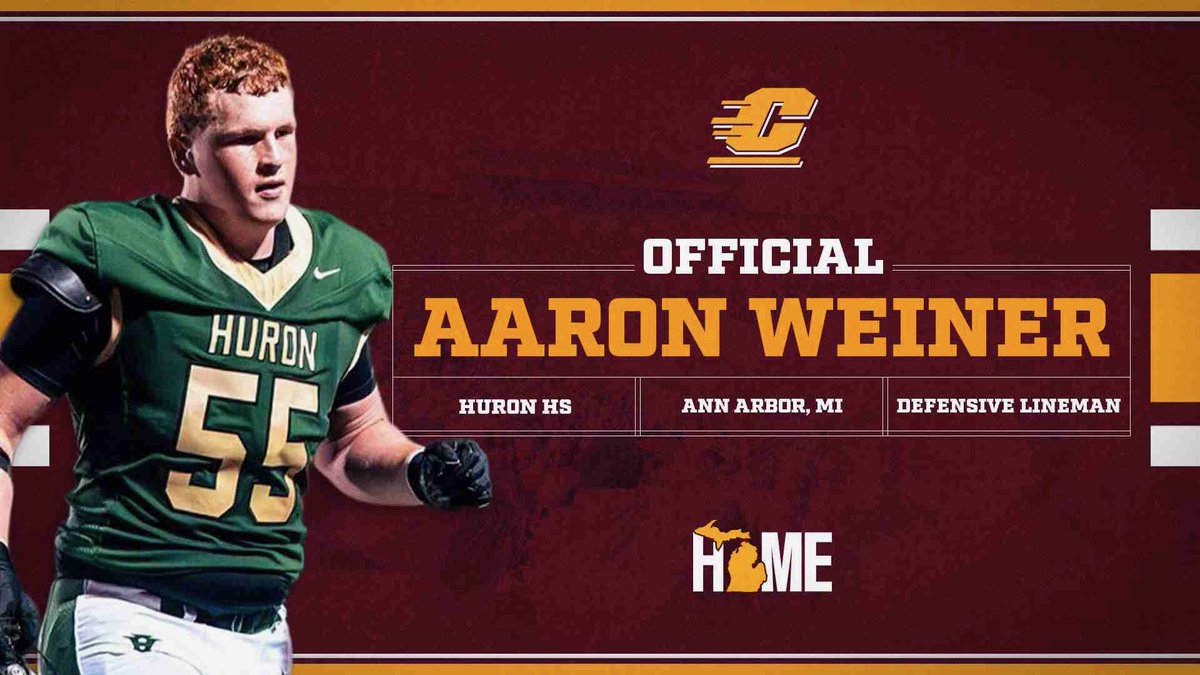 AaronW_55's tweet photo. I will be officially signing to @CMU_Football on Monday 12/15 at 6pm in the Huron High School Athletic Lobby! All are Welcome! https://t.co/DpSngUE5SI