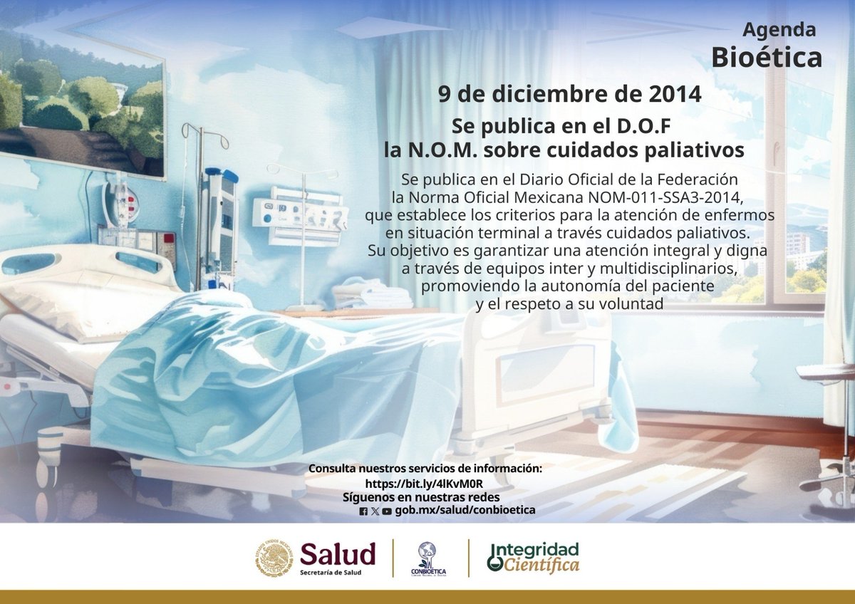 🗓️9 de diciembre
📄Publicación de la norma oficial sobre cuidados paliativos