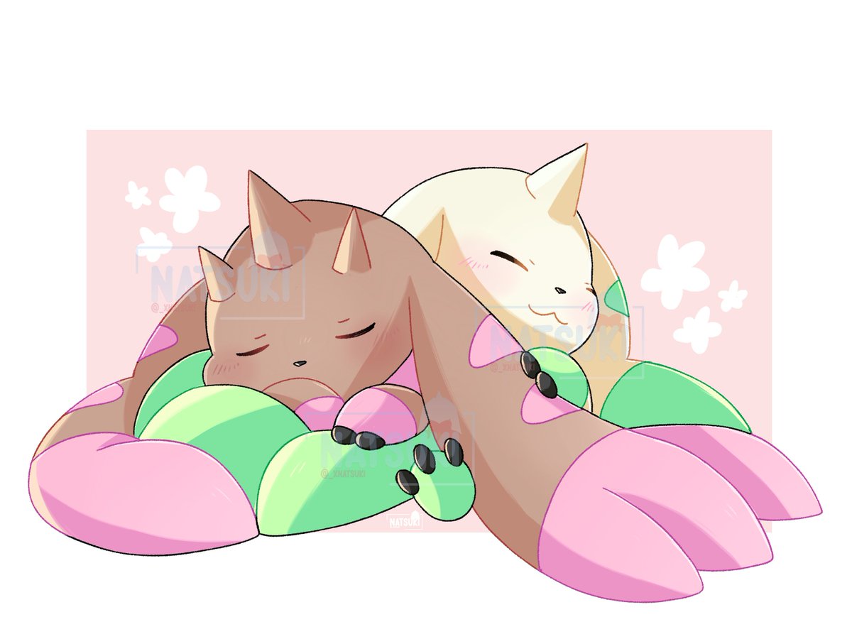 _xnatsuki's tweet image. eepy terriermon and lopmon 💤 #Digimon #デジモン #terriermon #lopmon