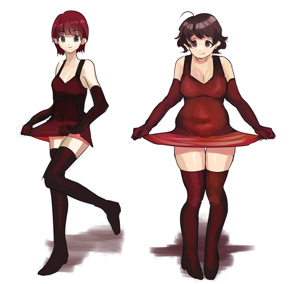 keymeyy's tweet image. same dress, different girls, both gorgeous 💋