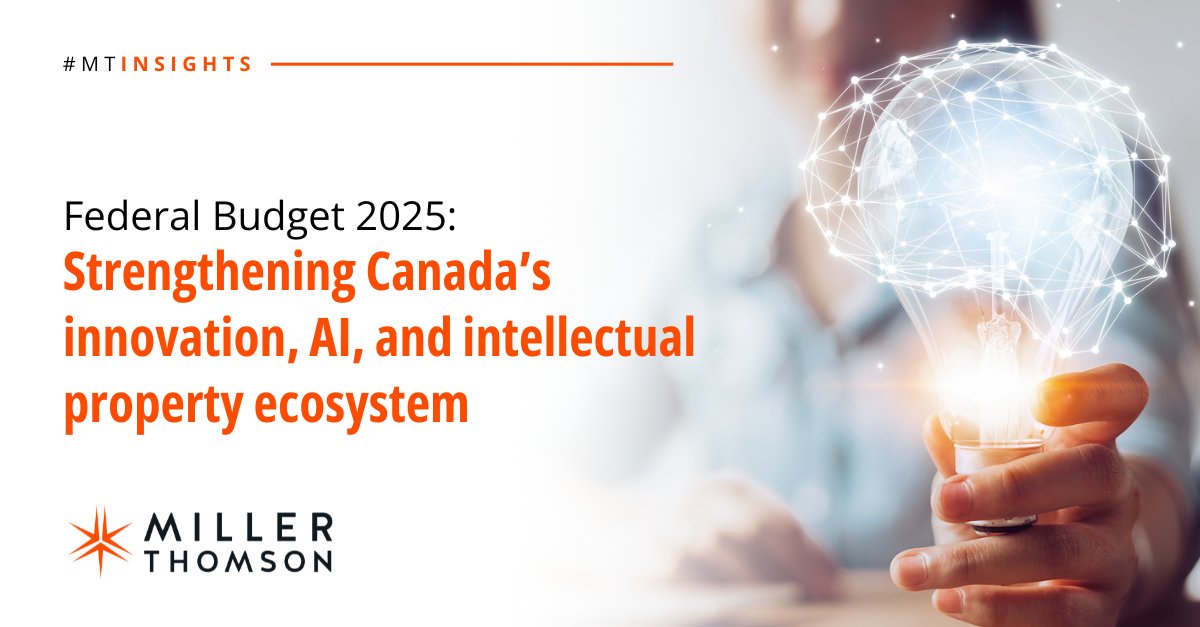 The 2025 Federal Budget introduces significant innovation-focused investments, with key measures targeting AI, quantum computing, IP protection, venture capital growth, and the SR&amp;ED tax incentive program.

Read more: millerthomson.com/en/insights/te…