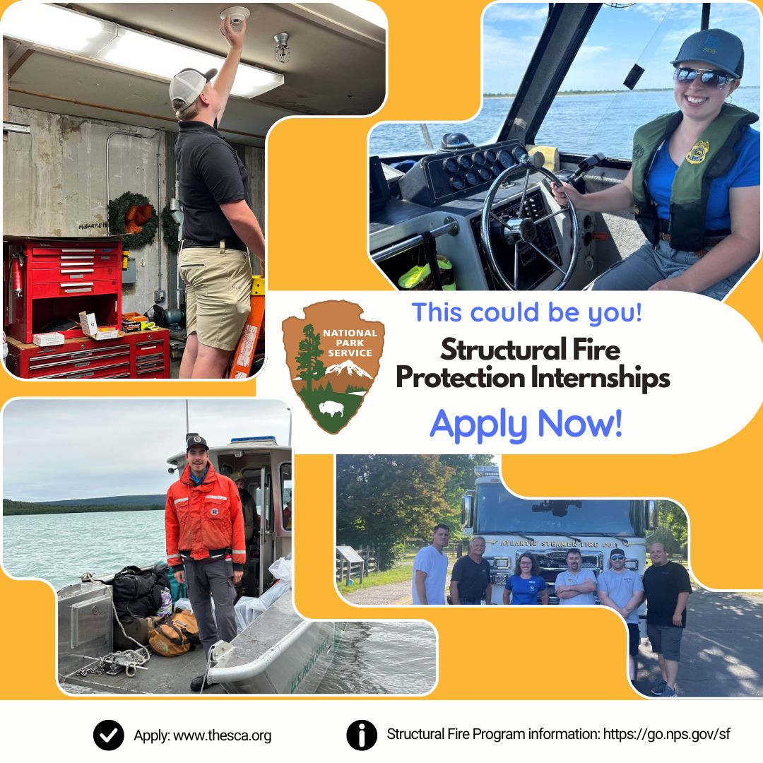 FireAviationNPS's tweet photo. 🔥 Apply now! NPS is hiring 12 Structural Fire Protection Interns for Summer 2026.
Gain hands-on experience in inspections, training, and fire safety at national parks.
🎓 Students in fire protection fields encouraged to apply!
🔗https://t.co/tXGSNpohwI https://t.co/q7bk5IY4Yj