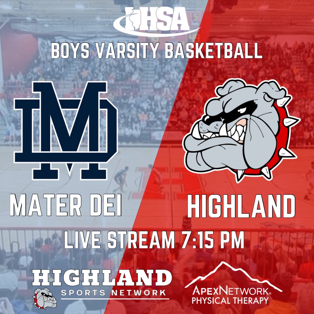 🏀🔵Mater Dei⚪️vs🔴Highland⚫️🏀
📺Watch FREE on Boxcast or Facebook
⏰Stream begins at 7:15 PM
📍at Highland High School