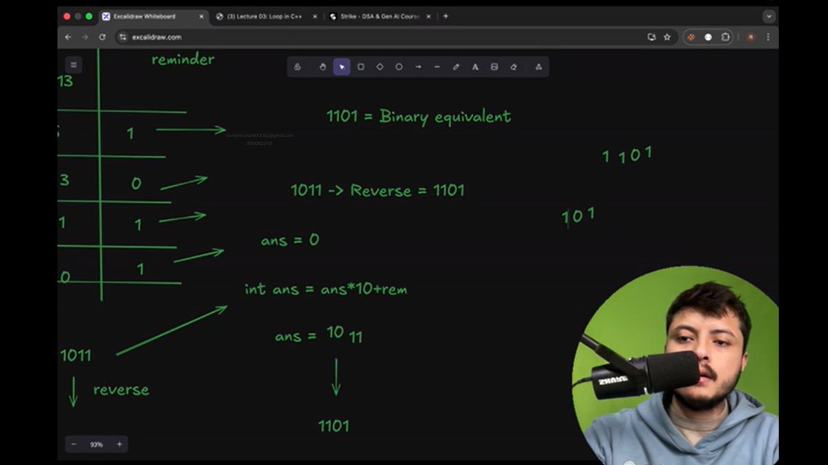 Manishkumawatt's tweet image. #Lecture05 ✅ of DSA Course In C++ with @rohit_negi9 
🔷Today's Lecture I covered the Loop Problems  
       Binary -&amp;gt; Decimal 
       Decimal -&amp;gt; Binary 
     Sqrt Of No. 
    fibonacci  No. etc. 
These Basics Problems I solved in this class .
🚀🚀🌟
#DSA #IT #Challenge #Coding