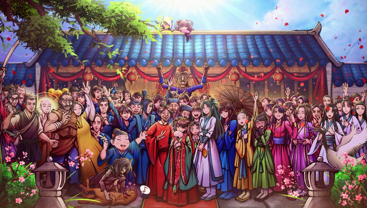 噫！好了！我畫了
阿活&amp;小師妹婚禮大合照圖
塞的人數有限 所以有些角色不在上面哈

順便就當我新版的置頂簡介文了:
畫這張圖的人圖文更新頻率都很隨意
有興趣又有空才畫，大部分都是怪塗鴉
CP最常畫趙活X小師妹
龍陽主要都在畫趙活X瑞笙
大概就這樣啦:D
順便久違的上個 #活俠傳 標籤