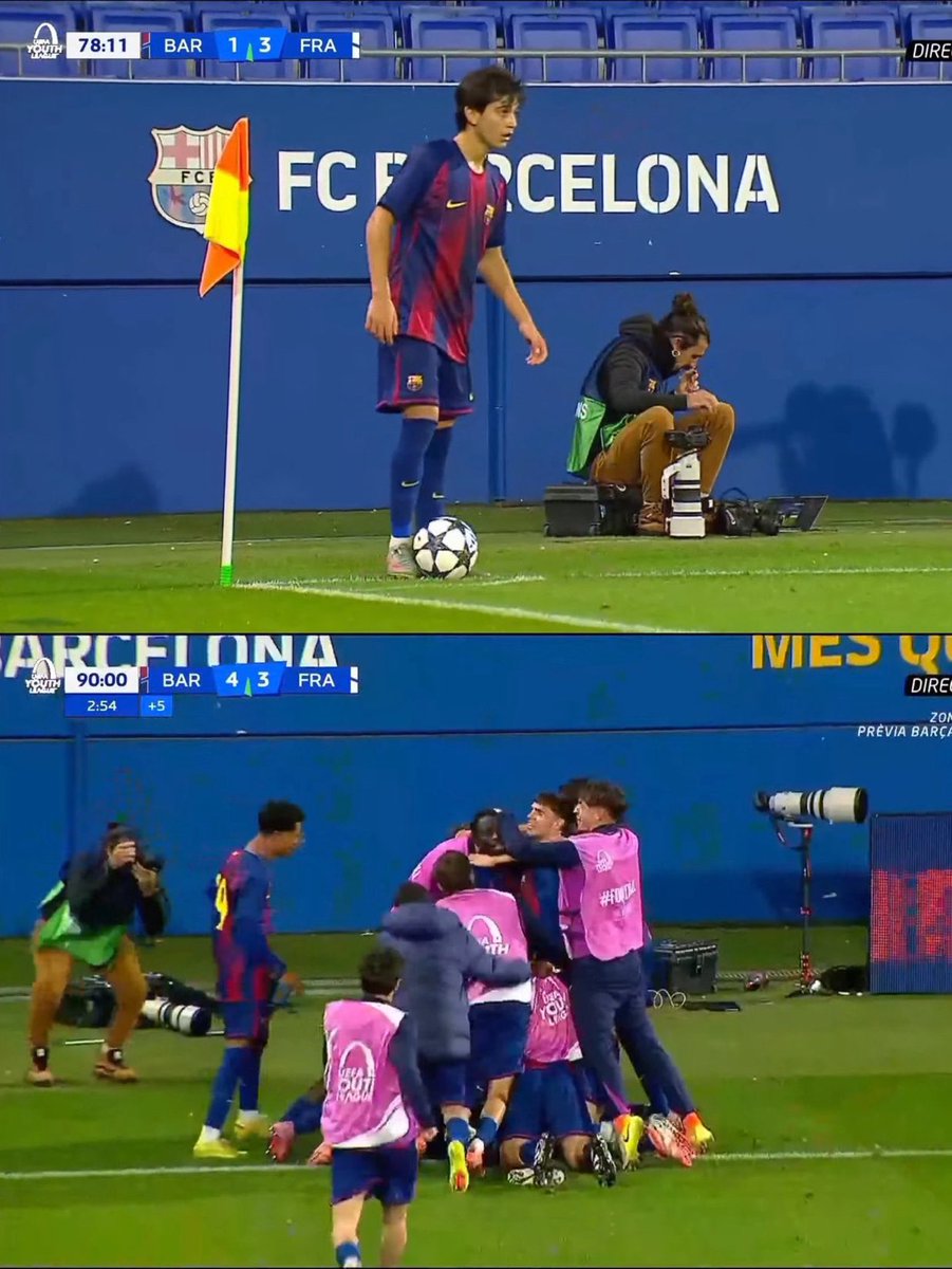 🚨 — عودة مجنونة لفريق برشلونة تحت 19 عامًا:

78' برشلونة 1-3 فرانكفورت

94' برشلونة 4-3 فرانكفورت

<a href="/_m20ii/">موسى..</a>