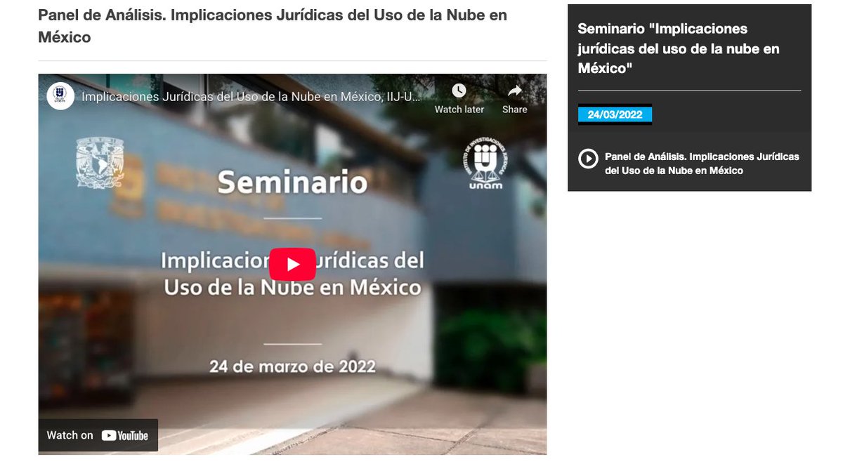 IIJUNAM's tweet photo. ¿Sabes qué implicaciones jurídicas tiene el uso de la nube en México? 💻☁️

📹📌 Consulta este seminario de la línea de investigación de derecho informático de la #VideotecaJurídicaVirtual: https://t.co/ytdeEG6TkZ https://t.co/m5kFCSz4Md