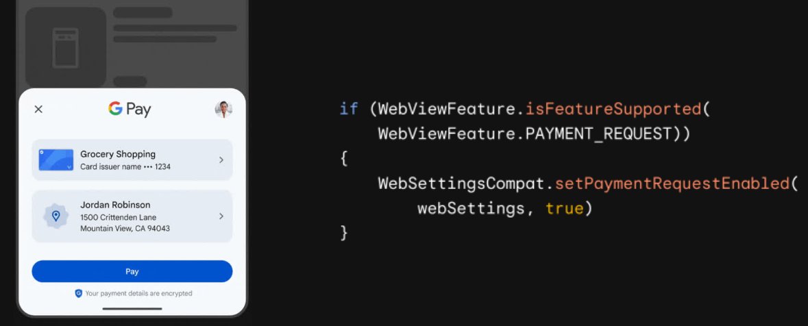 GooglePayDevs's tweet image. Want to offer Google Pay to your Android users when embedding web checkout in your app? 💳

💸 Android WebViews allows users to seamlessly access Google Pay within their in-app browsers, and use device tokens from Google Wallet ➡️ goo.gle/3XJFuqJ