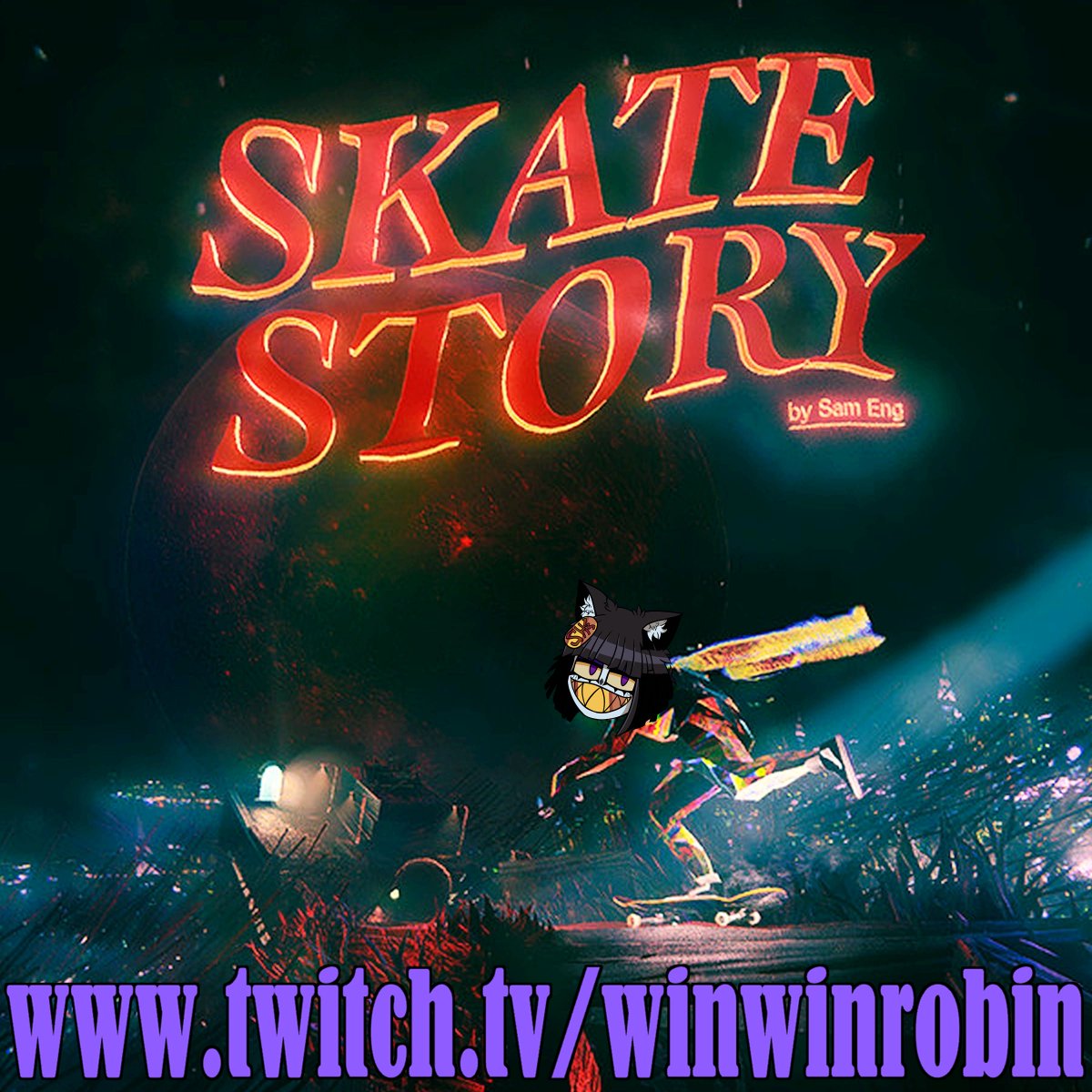 WinWinRobin's tweet photo. In 1 hour we will be playing SKATE STORY! Sooo it is time I show off my legendary skater skills that I...that I definitely have! Yeah! And...we're a demon or something! Time to do some ollieflips and such! https://t.co/QhE1AKtTj2