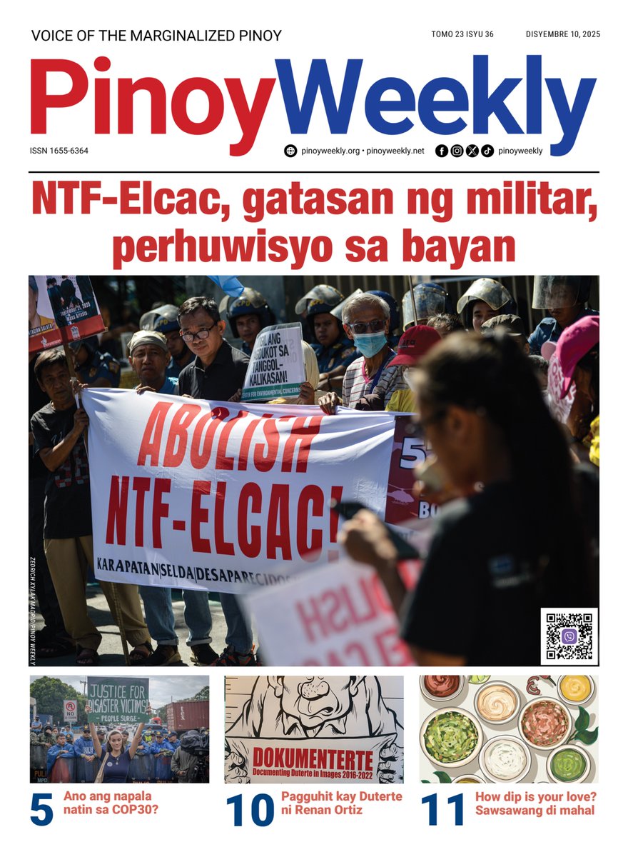 Imbis na ilaan ang pondo ng bayan sa makabuluhang serbisyo publiko, ginagamit pa sa panlilinlang sa mamamayan at paglabag sa mga karapatan sa ngalan ng kontra-insurhensiya. Basahin ang huling isyu ng Pinoy Weekly ngayong taon: tinyurl.com/PW23-36 📰