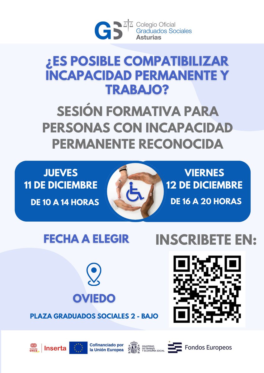 ¡Necesitamos tu colaboración! GRACIAS POR COMPARTIRLO! 
sesiones formativas para personas con experiencia profesional previa que, debido a su situación actual, se encuentran alejadas del mercado laboral y, en muchos casos, desmotivadas.
INSCRÍBETE EN: acortar.link/Q66zX2