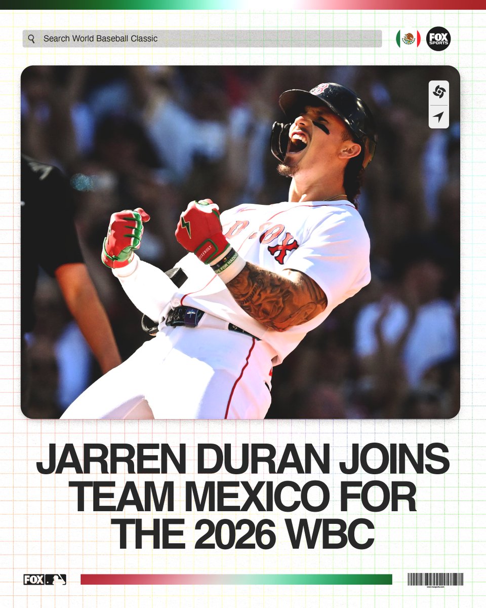 Benji Gil announced that Jarren Duran will play for Mexico in the 2026 World Baseball Classic 🇲🇽
via @timbhealey