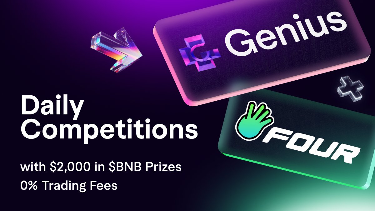 GeniusTerminal's tweet image. Join the daily $2000 @BNBchain trading competitions by trading @fourdotmemezh tokens on Genius Terminal with 0% fees.

Live daily from December 9th to December 19th 🏆