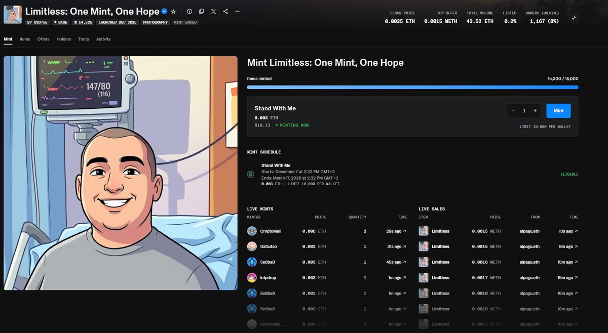 🇬🇧
The mint is over, thank you all so much.

I’m so grateful that good people like you exist.

I’m literally crying from happiness right now.

🇹🇷
Mint bitti, hepinize çok teşekkür ederim.

İyi ki iyiler var.

Şu an sevinçten ağlıyorum.