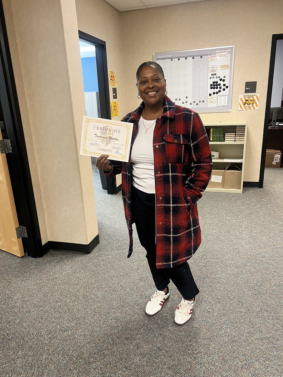 TiambiWalker's tweet photo. SHINE to our amazing bookkeeper, Mrs. Walton for another successful quarter and being recognized by our district! @AsaGHilliardES #fcssoundprocurement https://t.co/KeOoTbNDwY
