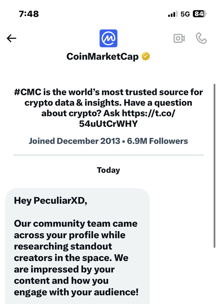 PeculiarXD's tweet photo. Congratulations  🎊🍾🎉 to me 

So today I got a huge gift from @CoinMarketCap as a top creator on their CMC community and immediately got a verification badge from CMC 

Firstly was a Dm, thought it was joke but then it became a reality 

Thank you @CoinMarketCap https://t.co/CrlnlTVUCL