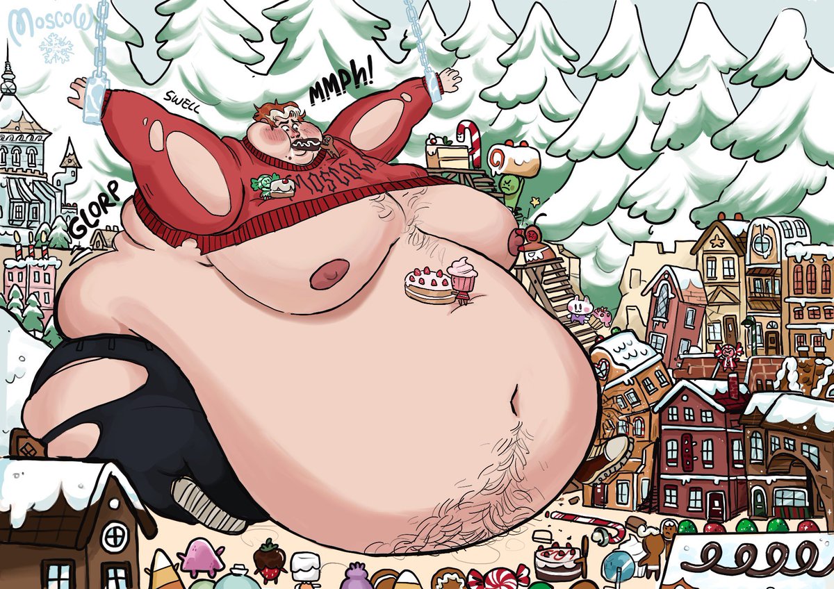 Looks like somebody stumbled into the gingerbread village and ate their way to porker town! 🐷 Santa isn’t going to like this. Better feed this fat boy his just desserts! 🍰😋 thanks to <a href="/Itz_moscow_/">🧷𝕸𝖔𝖘𝖈𝖔𝖜 🧷★ COMMS OPEN</a> for serving us this big boy