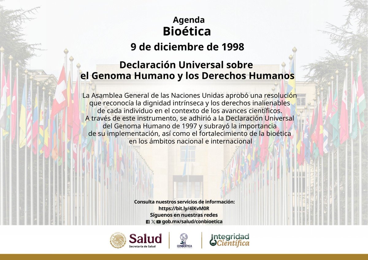 🗓️9 de diciembre
🌎Declaración Universal sobre el Genoma Humano y los Derechos Humanos