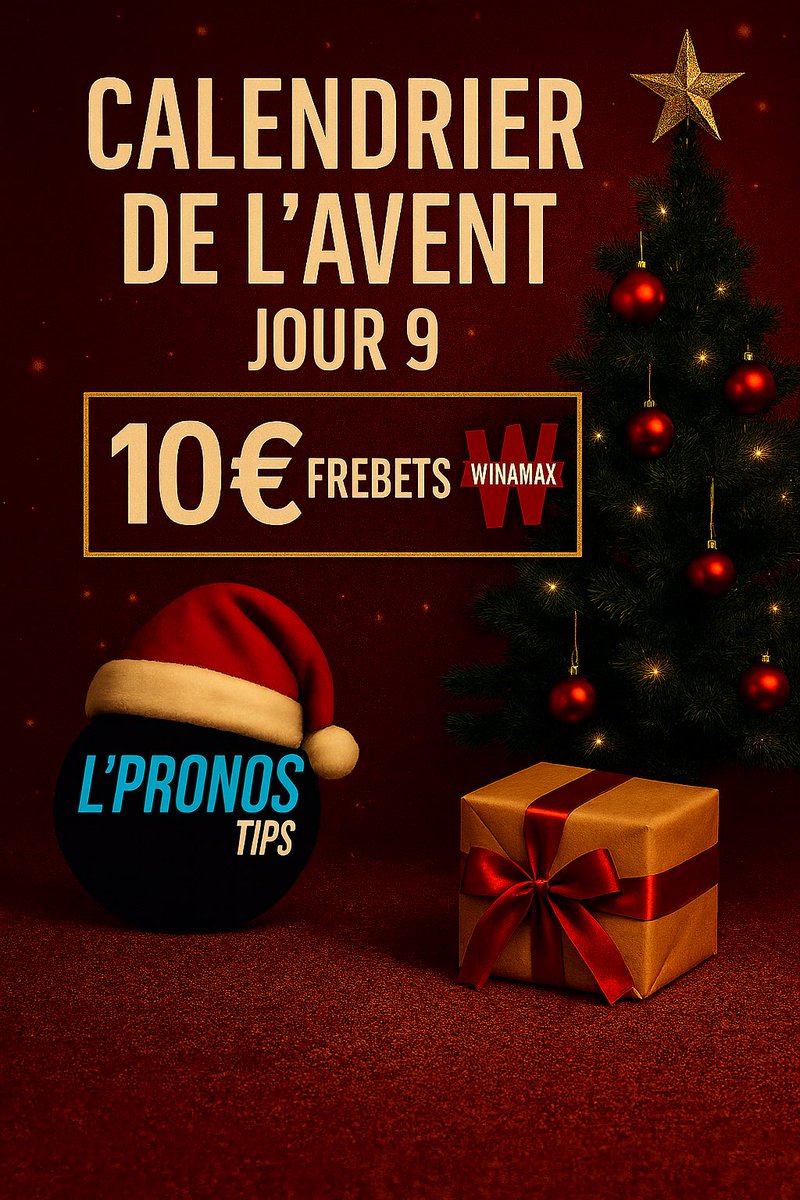 LPronosL's tweet photo. 🎄🚨 𝗝𝗢𝗨𝗥 9 – 𝗖𝗔𝗟𝗘𝗡𝗗𝗘𝗥𝗜𝗘𝗥 𝗗𝗘 𝗟’𝗔𝗩𝗘𝗡𝗧 ! 🎁

𝟭𝟬€ 𝗗𝗘 𝗙𝗥𝗘𝗘𝗕𝗘𝗧𝗦 𝗪𝗜𝗡𝗔𝗠𝗔𝗫 𝗦𝗢𝗡𝗧 𝗔̀ 𝗚𝗔𝗚𝗡𝗘𝗥 𝗔𝗨𝗝𝗢𝗨𝗥𝗗’𝗛𝗨𝗜 ! 🔥

𝗣𝗢𝗨𝗥 𝗣𝗔𝗥𝗧𝗜𝗖𝗜𝗣𝗘𝗥 :

➜ 𝗥𝗧 ♻️ & ❤️ 𝗟𝗘 𝗣𝗢𝗦𝗧
➜ 𝗠𝗘 𝗙𝗢𝗟𝗟𝗢𝗪 💭
➜ 𝗖𝗢𝗠𝗠𝗘𝗡𝗧𝗘 𝗧𝗢𝗡 𝗣𝗦𝗘𝗨𝗗𝗢 𝗪𝗜𝗡𝗔𝗠𝗔𝗫 ✍🏼

𝗗𝗘𝗦 𝗖𝗔𝗗𝗘𝗔𝗨𝗫 𝗔̀ 𝗚𝗔𝗚𝗡𝗘𝗥 𝗧𝗢𝗨𝗦 𝗟𝗘𝗦 𝗝𝗢𝗨𝗥𝗦 𝗝𝗨𝗦𝗤𝗨’𝗔̀ 𝗟𝗘 𝟮𝟰 𝗗𝗘́𝗖𝗘𝗠𝗕𝗥𝗘… 🎅🏼✨

𝗕𝗢𝗡𝗡𝗘 𝗖𝗛𝗔𝗡𝗖𝗘 𝗔̀ 𝗧𝗢𝗨𝗦 ! 🍀

#𝗧𝗲𝗮𝗺𝗣𝗮𝗿𝗶𝗲𝘂𝗿 #𝗣𝗿𝗼𝗻𝗼𝘀 #𝗖𝗼𝗻𝗰𝗼𝘂𝗿𝘀
