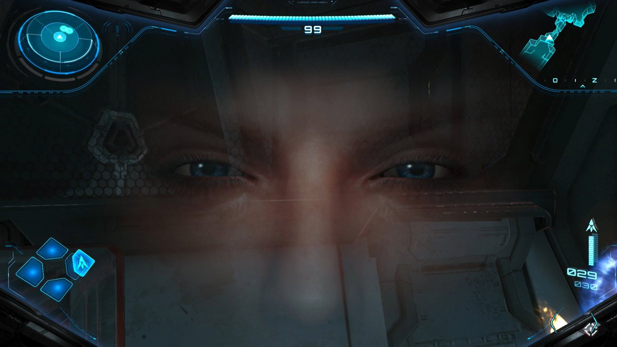 Esos ojazos de Samus reflejados en el casco siempre nos recuerdan que detrás de ese traje hay una mujer fuerte y que puede con todo. ¡Estoy disfrutando Metroid Prime 4 como un niño pequeño! 😍