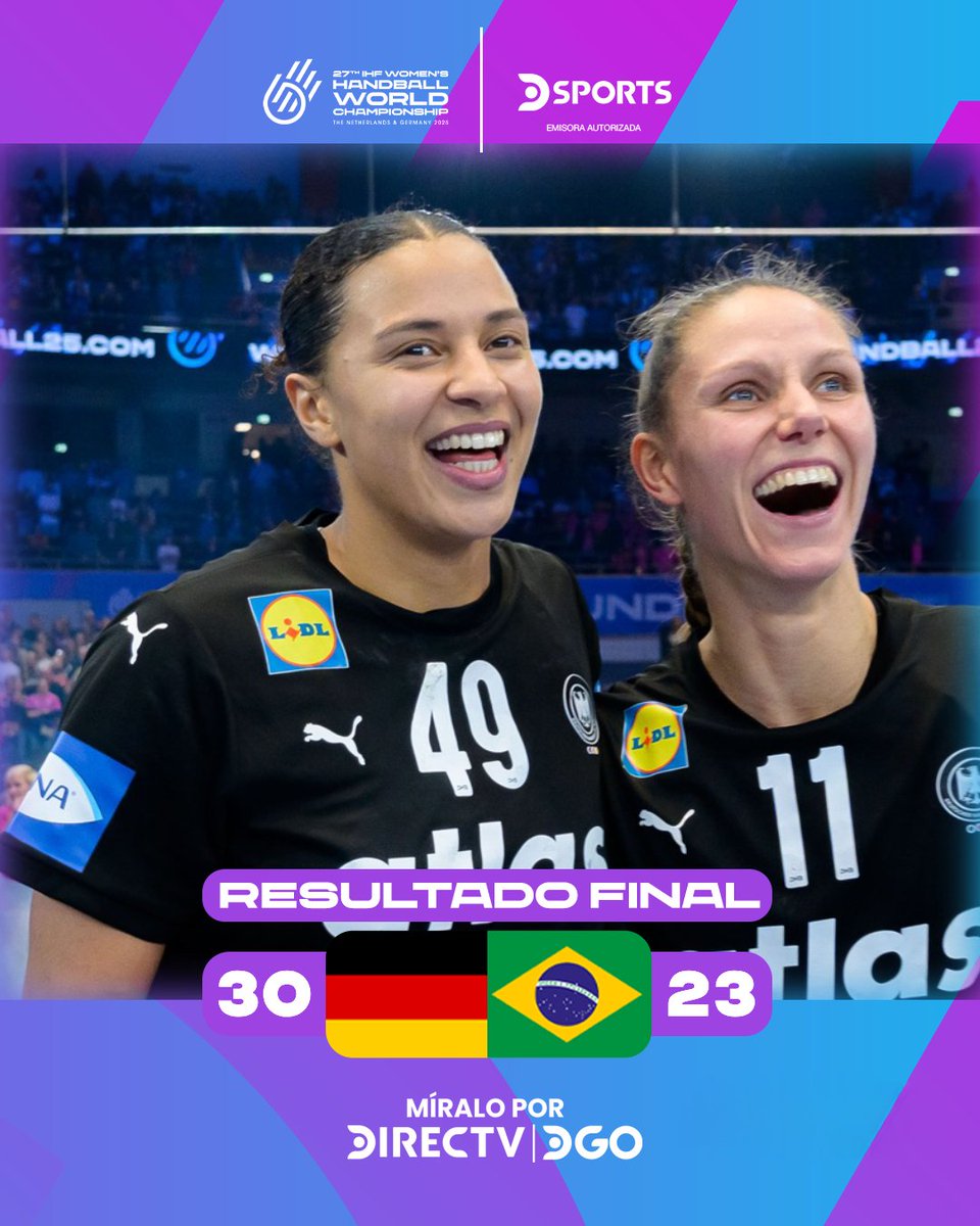 ¡ALEMANIA SE METIÓ EN SEMIFINALES! 🇩🇪

🤾🏻‍♀️ El combinado europeo venció 30-23 a 🇧🇷 Brasil y está entre los 4 mejores del Mundial de Handball Femenino 2025. 

#HandballEnDSPORTS
#GERNED2025