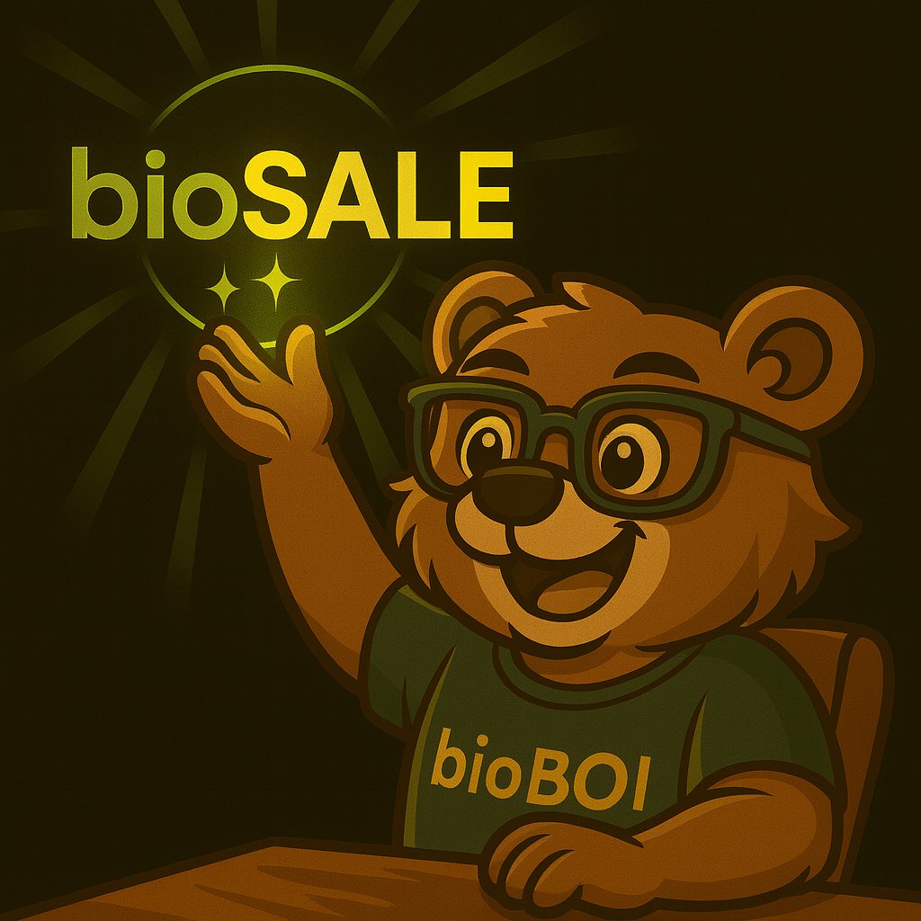 Introducing bioSALE. 👀🟩

A new chapter.
A new opportunity.
A fresh door opening in the bio-driven era.

Details soon…
Just stay close —
you’ll want to be early on this one. 🐾🚀

📌 And in the next announcement…
you’ll finally get the answer to the question:
“What is