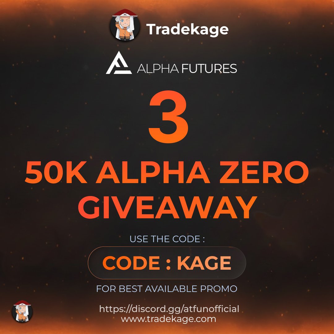 tradekage's tweet image. 🎁ALPHA FUTURES - 3 X 50K ALPHA ZERO GIVEAWAY🎁
Rules:
1. Follow me @tradekage and @Alpha_Futures_
2. Like and Retweet
3. Tag 3 Friends and the 3 winners will be picked on Friday 12/12/25 at the New York open!

Shout out to @Alpha_Futures_  for hosting this!!