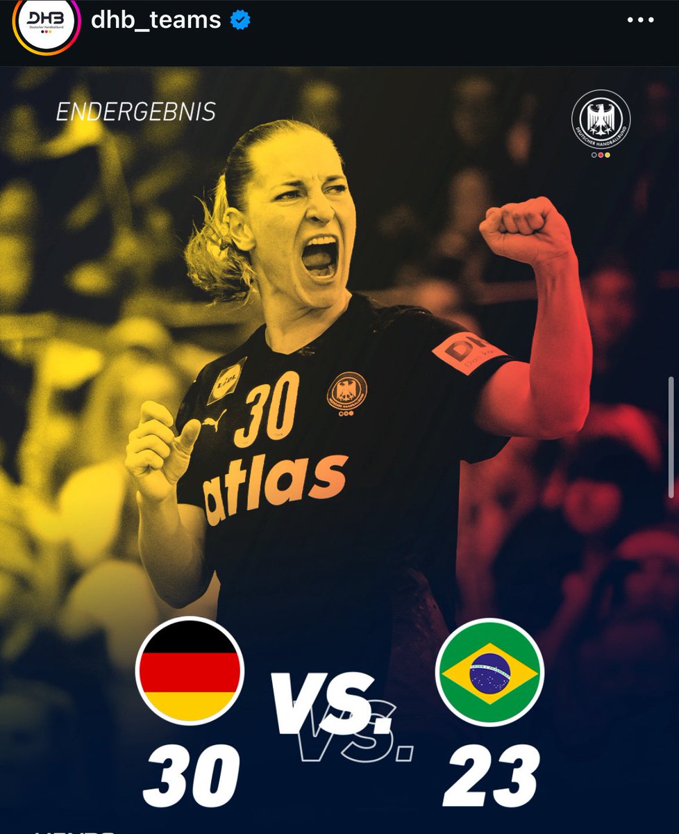 Der_Waeller's tweet photo. #GERBRA 🤾‍♀️
🇩🇪 30 : 23 🇧🇷
Gratulation‼️ ✌️👏
#WirIhrAlle #aufgehtsDHB 
HALBFINALE‼️ am Freitag.
Die Daumen sind gedrückt. 🤞 https://t.co/3nRoLLuoSQ