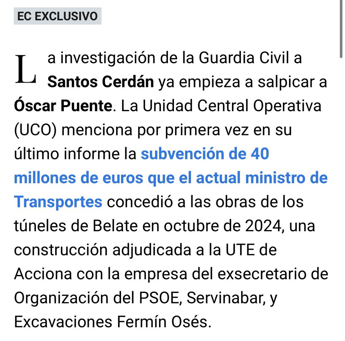oscar_puente_'s tweet image. Como veo al facherio muy emocionado y muy pesadito con el enésimo(y repetido) bulo de El Confidencial(otrora medio serio y hoy indistinguible de TheOjete™️) que no ve forma de hincarme el diente, vuelvo a aclarar que la subvención a los túneles de Belate ya se concedió por Real…