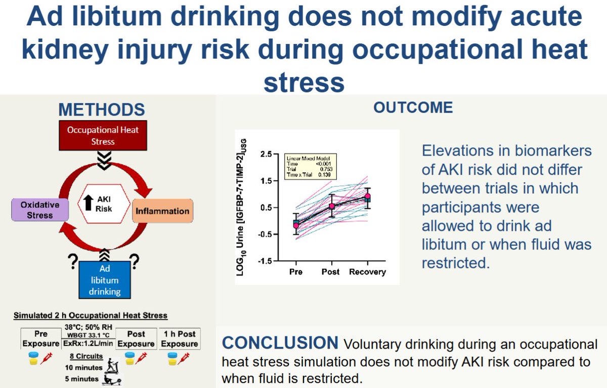AJPRenal's tweet photo. New #ArticleinPress! Ad Libitum #Drinking Does Not Mitigate Acute Kidney Injury Risk nor Elevations in Oxidative #Stress or #Inflammation during Simulated Occupational Heat Stress (Erica Tourula et al. @IUBloomington):

https://t.co/tIyFtqtaJk https://t.co/mgafmuQWCs