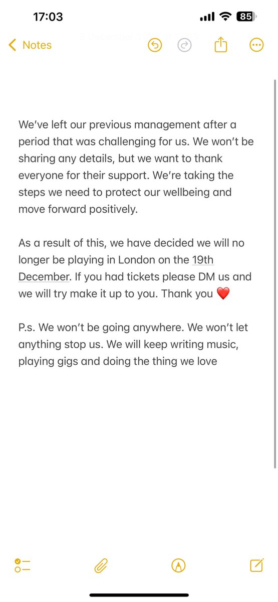 A message from us. Please DM us if you had tickets to the show on the 19th x