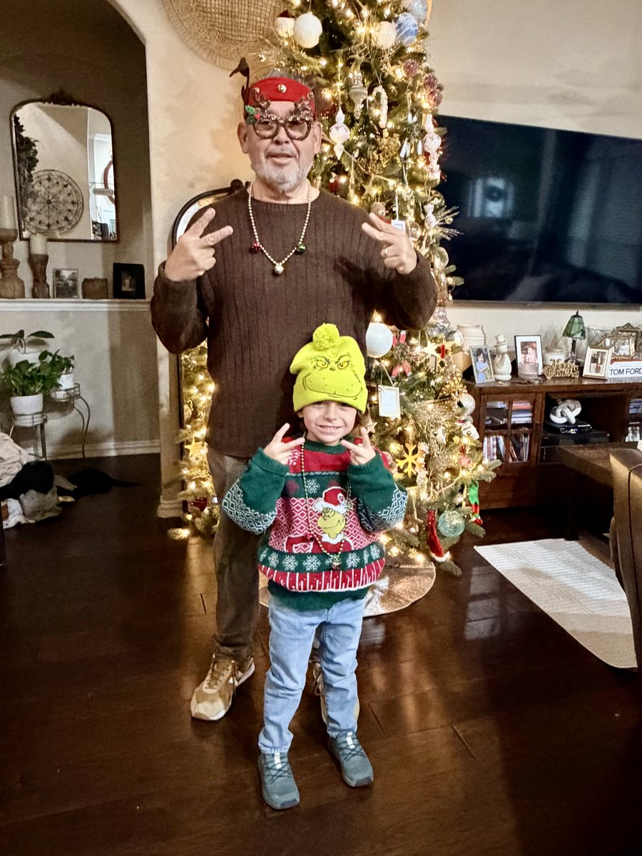 Da Grinch and his reindeer! Sy having a holiday blast dressing up everyday!