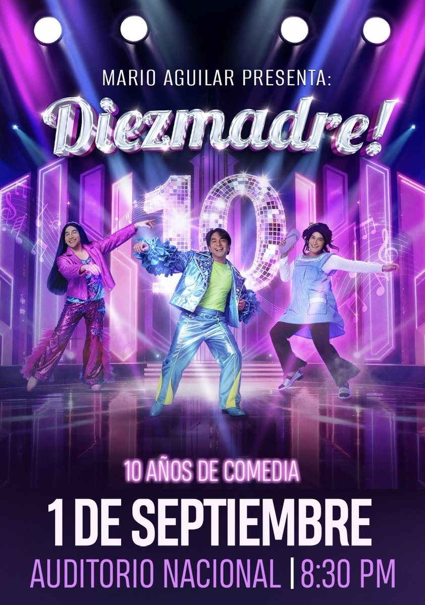 ¡Mario Aguilar llega por primera vez al Auditorio Nacional! 
Después de 10 años de giras, personajes inolvidables y millones de risas, Mario presenta “Un Diezmadre”, el show que celebra su primera década en los escenarios.

📅 1 de septiembre 
📍 <a href="/AuditorioMx/">Auditorio Nacional</a> 

<a href="/MarioAguilarMG/">Mario Aguilar</a>